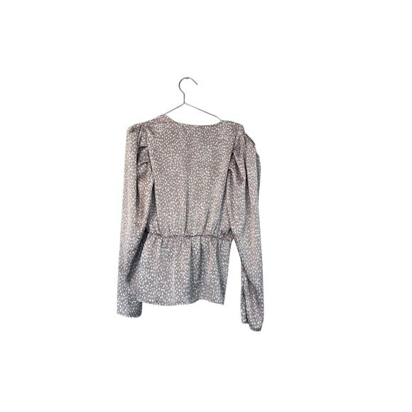 Express factory faux wrap with side tie puff sleeve satin blouse size medium - Picture 5 of 7